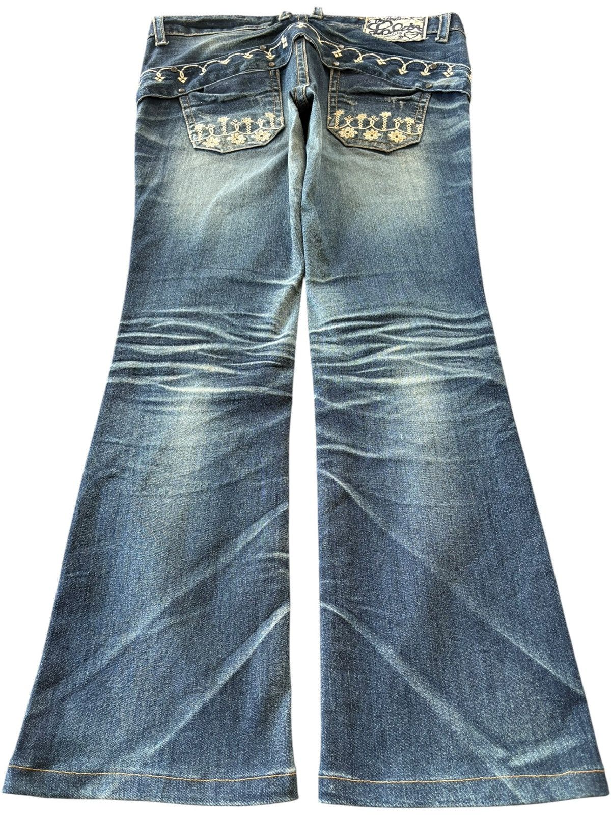 Vintage Lolita Low Rise Embroidered Flare Jeans