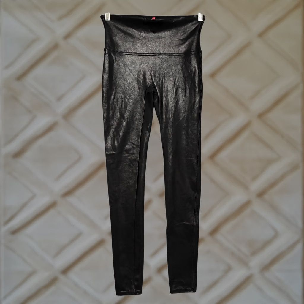 Spanx EUC SPANX Faux Leather Shine Leggings High Waist Black Women's M Size 32" / US 10 / IT 46 - 1 Thumbnail