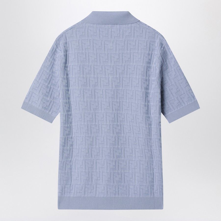 Fendi o1d2blof0226 Cotton Polo Shirt in Light Blue Size US M / EU 48-50 / 2 - 2 Thumbnail