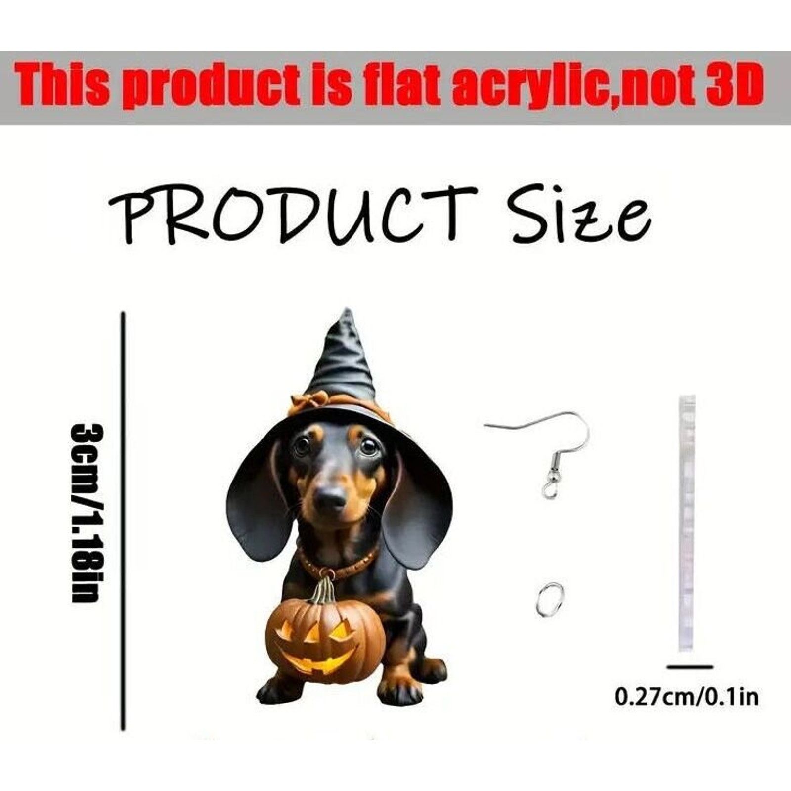 Other Halloween Dachshund Witch Acrylic Earrings • Jack-O-Lantern Size ONE SIZE - 5 Thumbnail
