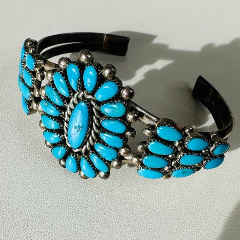 Other Zuni Alice Quam Turquoise Native American Silver Bracelet Size ONE SIZE - 3 Thumbnail