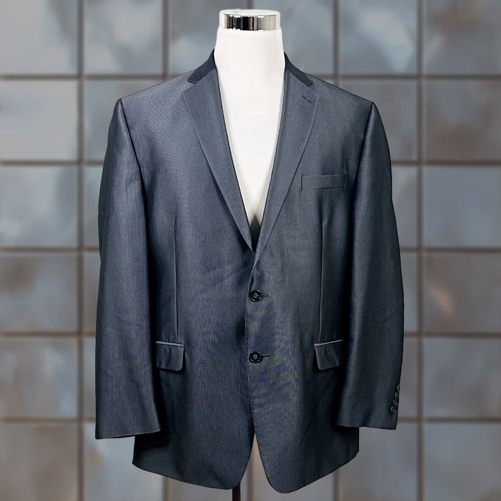 Calvin Klein Calvin Klein Sport Coat Gray Herringbone Two Button Double Vented 46R Regular Mens Coat 46 Gray Polyester Rayon Notch Lapel Two-Button Vintage No Size US XS / EU 42 / 0 - 1 Thumbnail