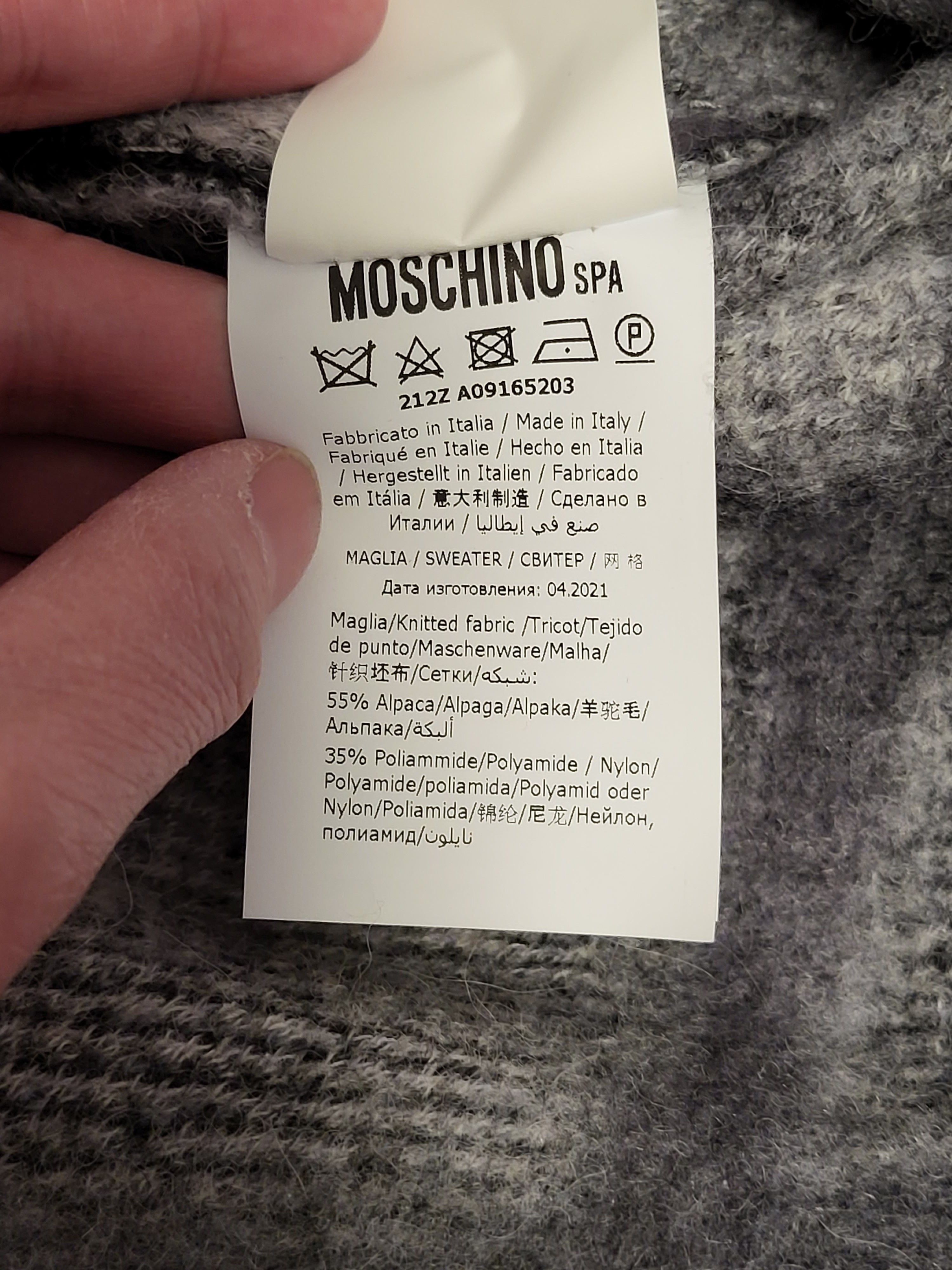 Moschino Grey Argyle Wool Cardigan Size US L / EU 52-54 / 3 - 7 Thumbnail