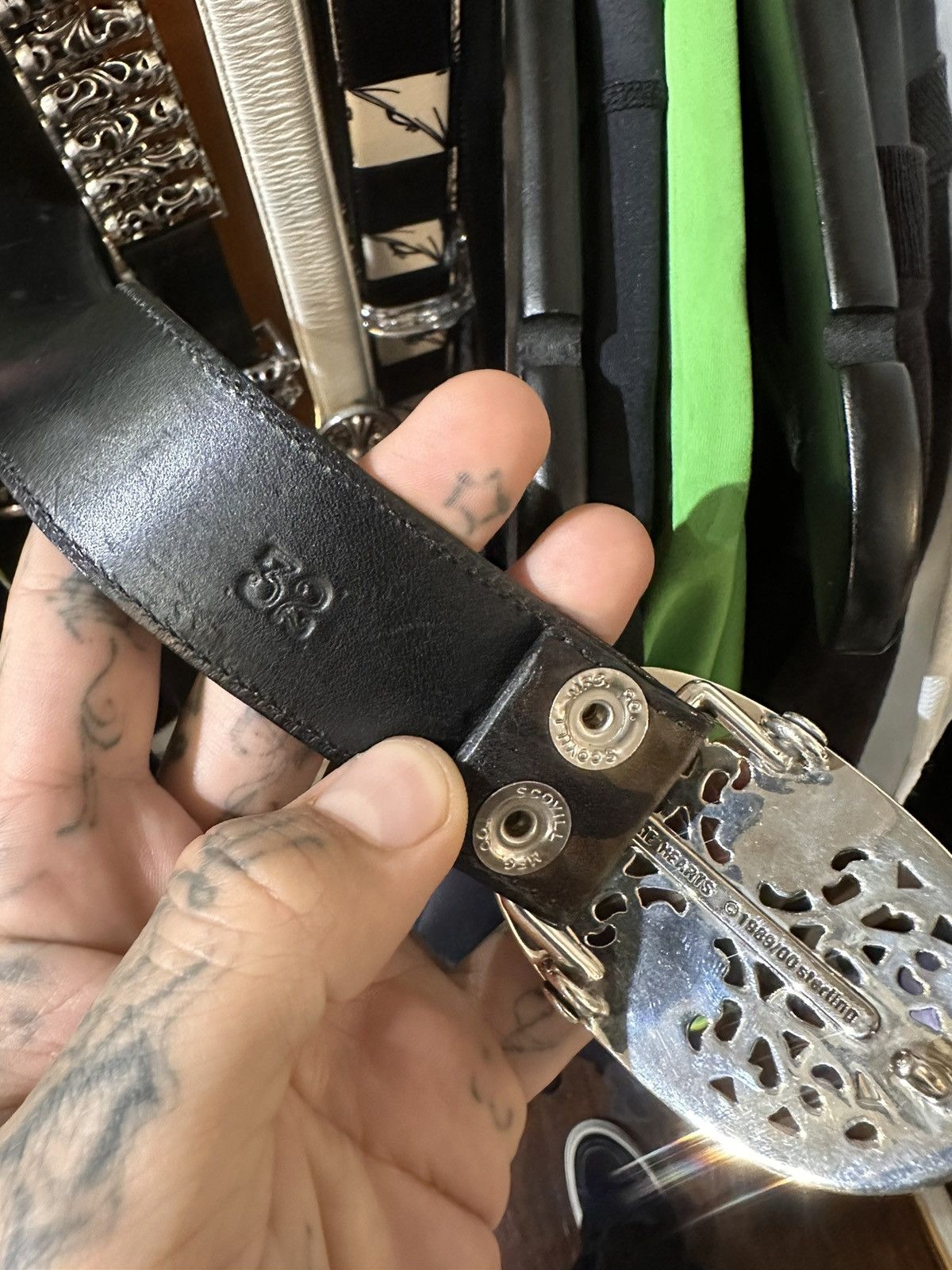 Chrome Hearts CHROME HEARTS NEW CAMO STUDDED LEATHER BELT Size 32 - 19 Thumbnail