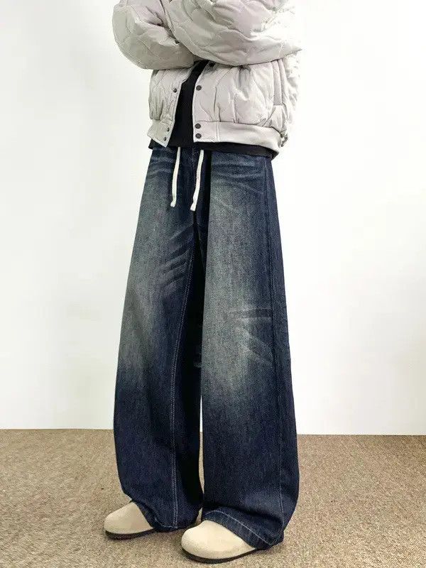 Japanese Brand Retro loose washed straight leg jeans Size US 32 / EU 48 - 3 Thumbnail