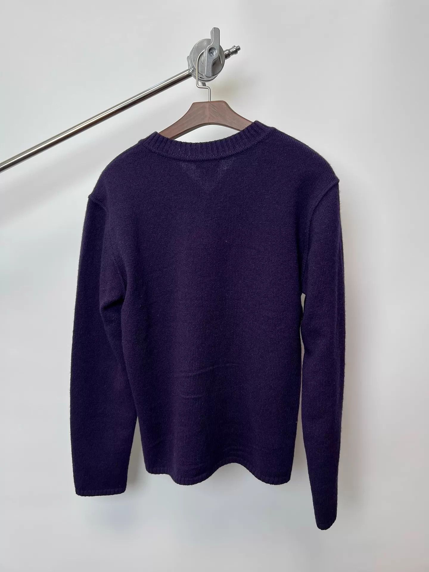 Dries Van Noten DVN Purple Check Colorblock Wool Sweater Size L / US 10 / IT 46 - 4 Thumbnail