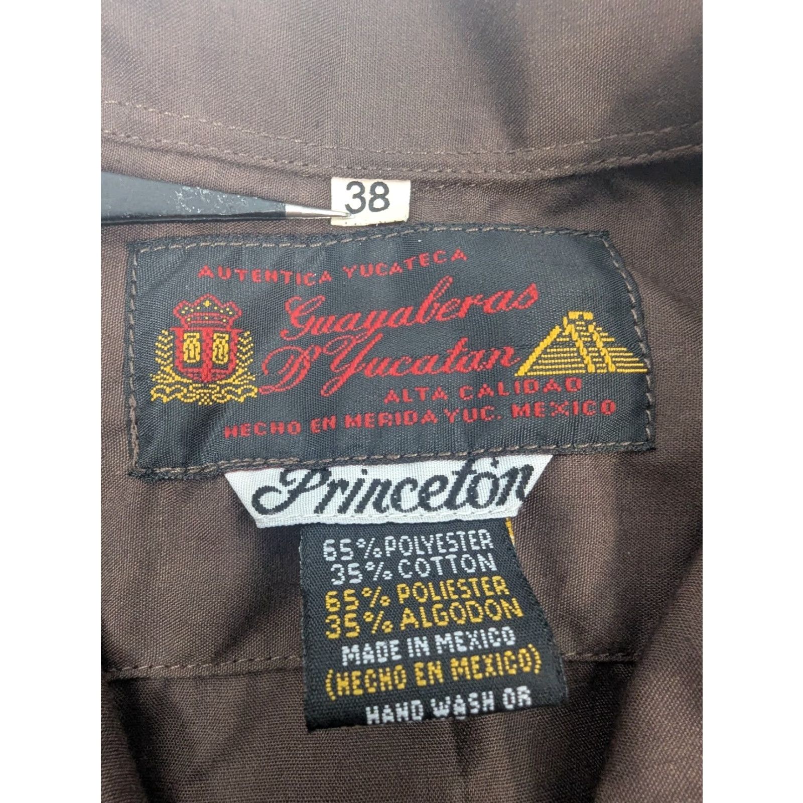 Vintage VINTAGE Guayaberas D Yucatan Shirt Mens 38 Brown Short Sleeve Guayabera Princeton Cuban Size US M / EU 48-50 / 2 - 7 Thumbnail
