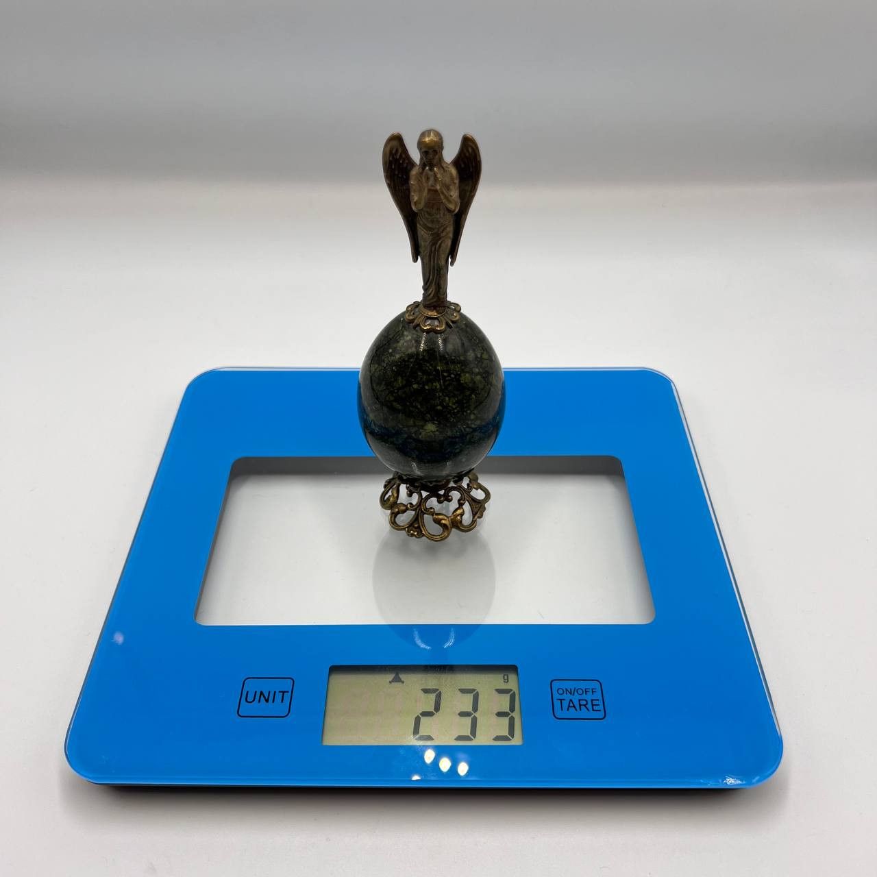Vintage Vintage Serpentine Gemstone Egg Brass Angel Desk Souvenir Size ONE SIZE - 3 Thumbnail