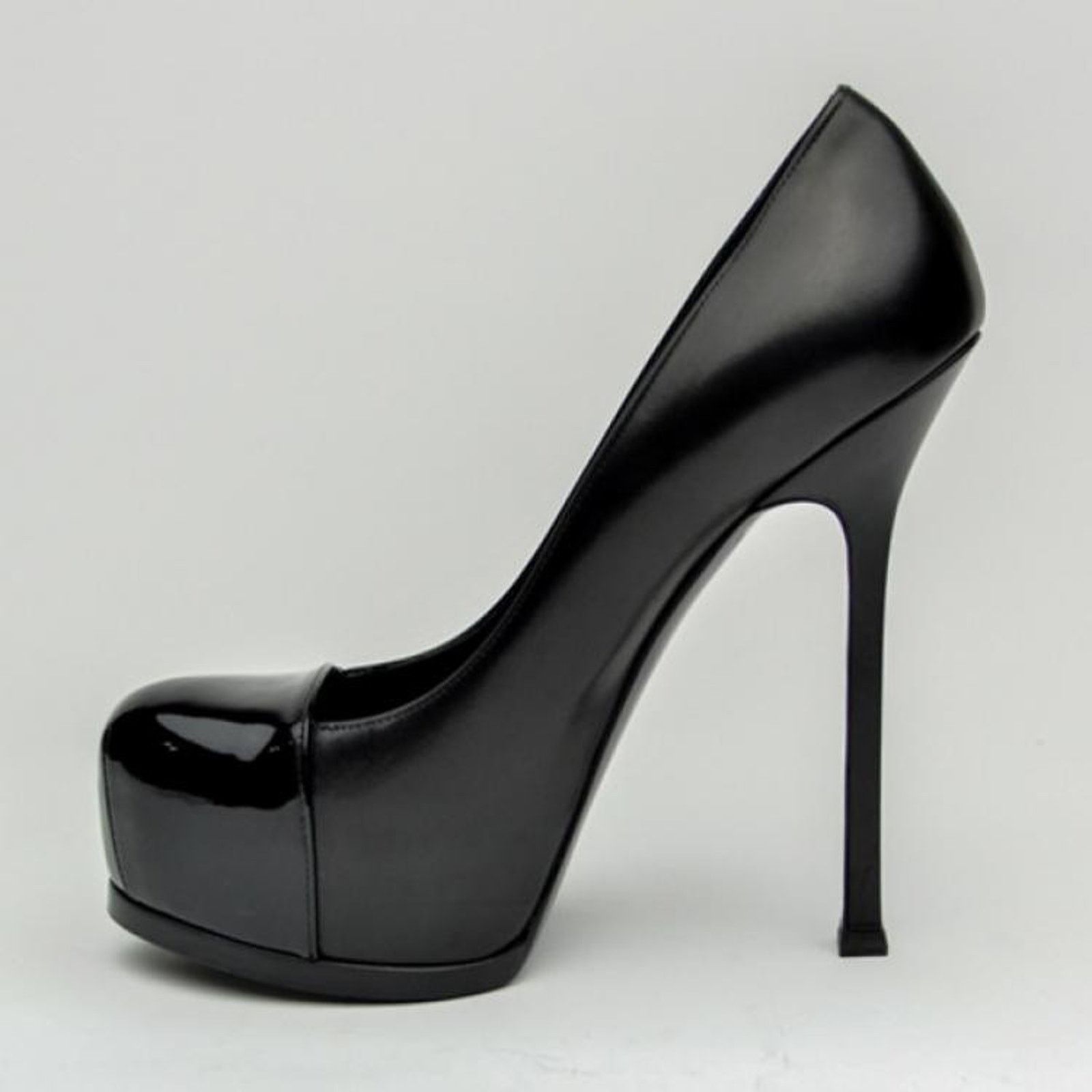Saint Laurent Paris SAINT LAURENT LEATHER TRIBTOO 105 PLATFORM PUMPS BLACK 42 Size US 12 / IT 42 - 1 Thumbnail