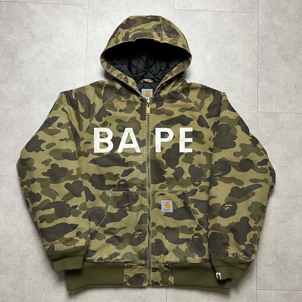 Bape Bape x Carhartt Black Camo N-3B Jacket Parka | Grailed