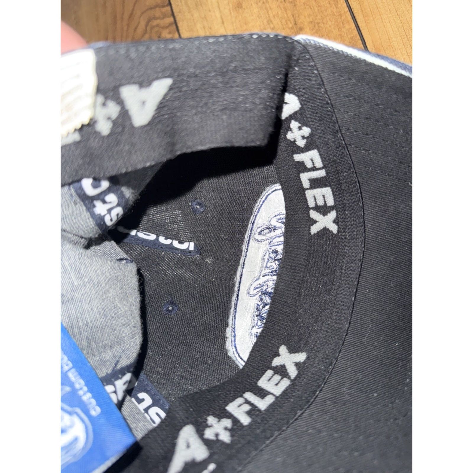 Vintage VINTAGE West Coast Customs Flex Fit Hat Blue Pint Stripes Baseball Cap Men One Size Striped Size ONE SIZE - 3 Thumbnail