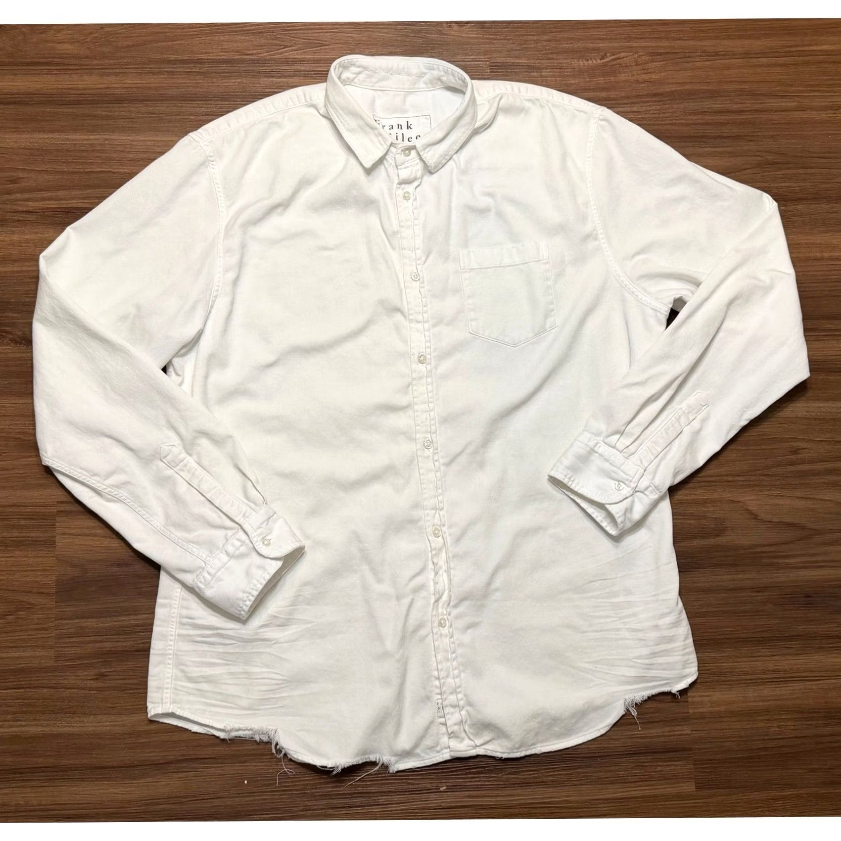 Frank & Eileen VINTAGE Frank & Eileen Luke White Distressed Raw Hem Button Down Shirt White Men 2XL Size US XXL / EU 58 / 5 - 2 Thumbnail
