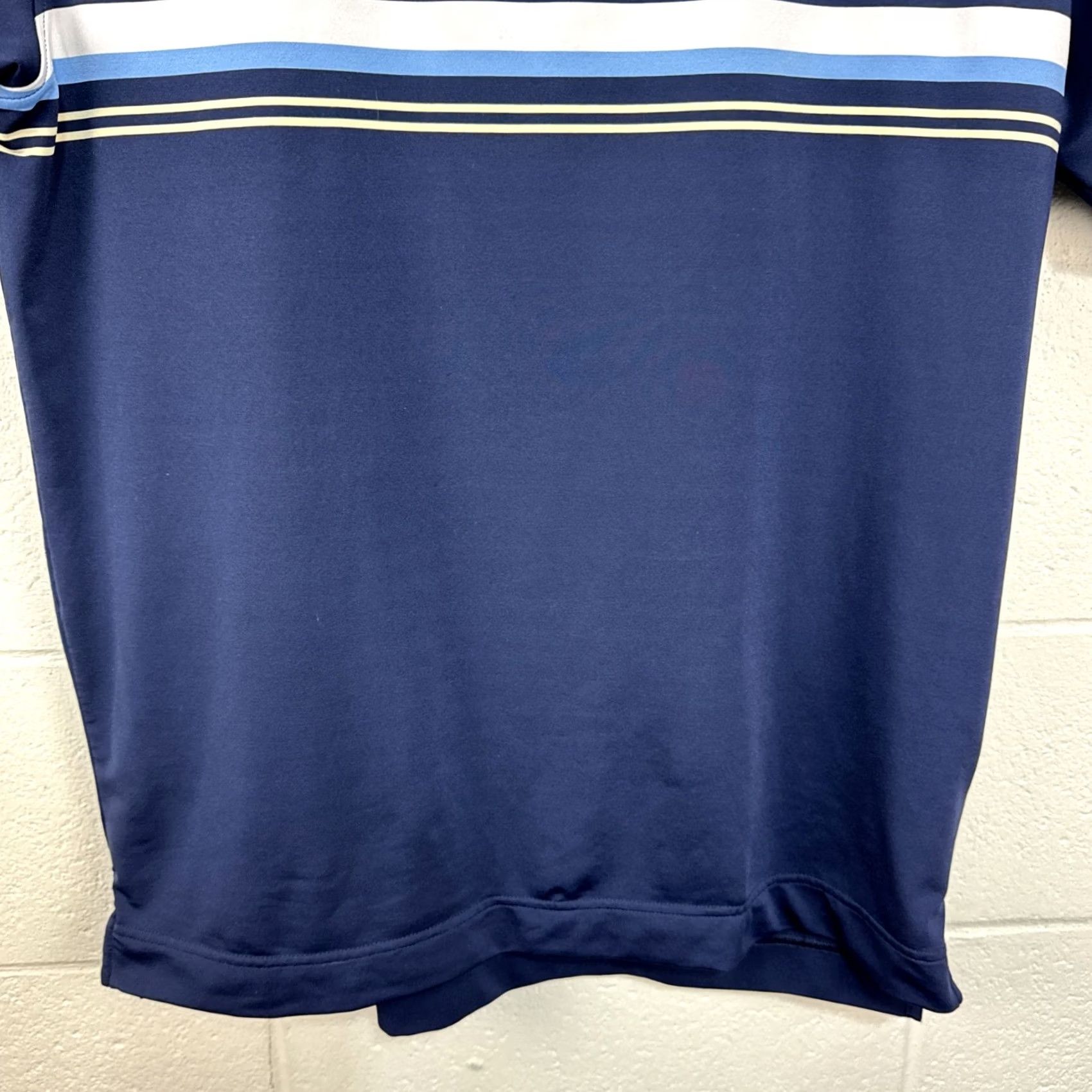 Footjoy FootJoy Golf Polo Short Sleeve Shirt Men Large Blue Knit Embroidered Logo Striped Regular Fit Button-Up VINTAGE: No Size US L / EU 52-54 / 3 - 7 Thumbnail