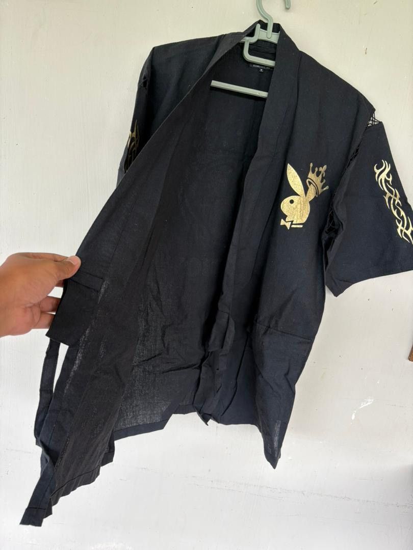 Playboy Vtg Playboy Noragi Kimono Jacket Gold Logo Design Size US M / EU 48-50 / 2 - 4 Thumbnail
