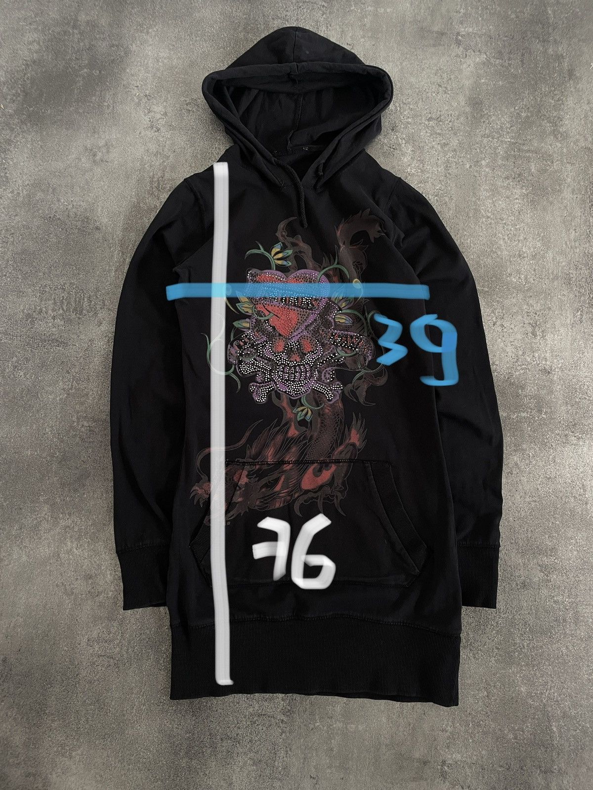 Vintage RARE🔥Gothic Hype Vintage Y2K Hoodie Rhinestones Spellout Size S / US 4 / IT 40 - 8 Thumbnail
