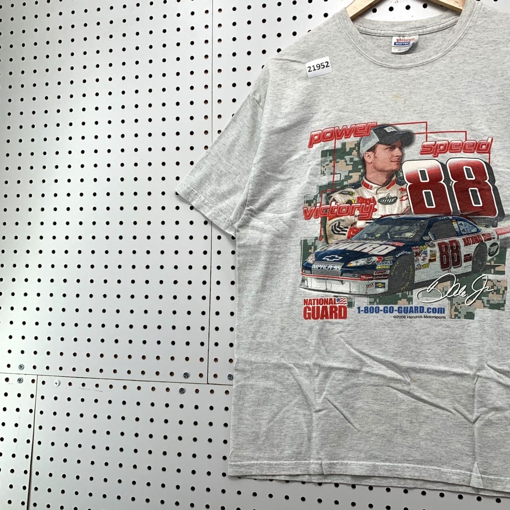 Hanes VINTAGE Nascar Dale Earnhardt Jr Shirt Gray National Guards Adult Large 21x28.5 Size US L / EU 52-54 / 3 - 4 Thumbnail