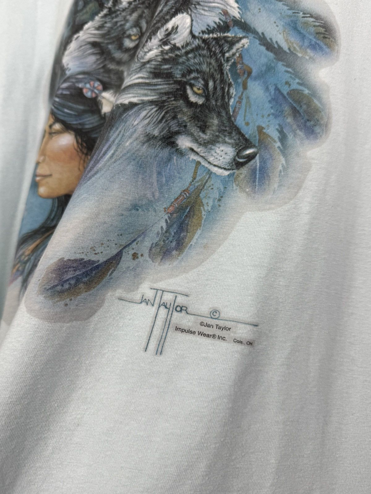 Habitat Vintage 90s USA rare Native Indian Wolf Animal t-shirt Size US L / EU 52-54 / 3 - 4 Thumbnail