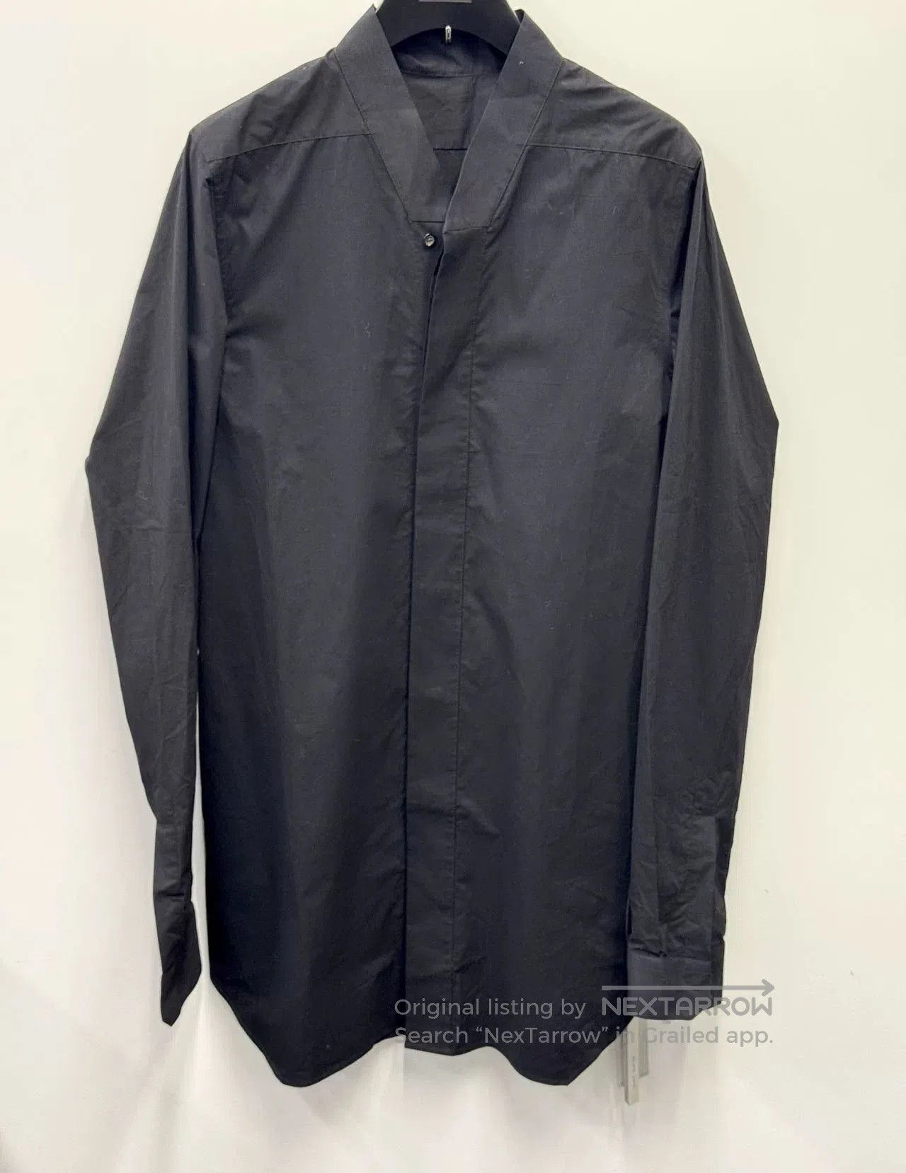 Rick Owens Rick Owens Men's Black V-Neck Long Shirt. Size US S / EU 44-46 / 1 - 1 Thumbnail
