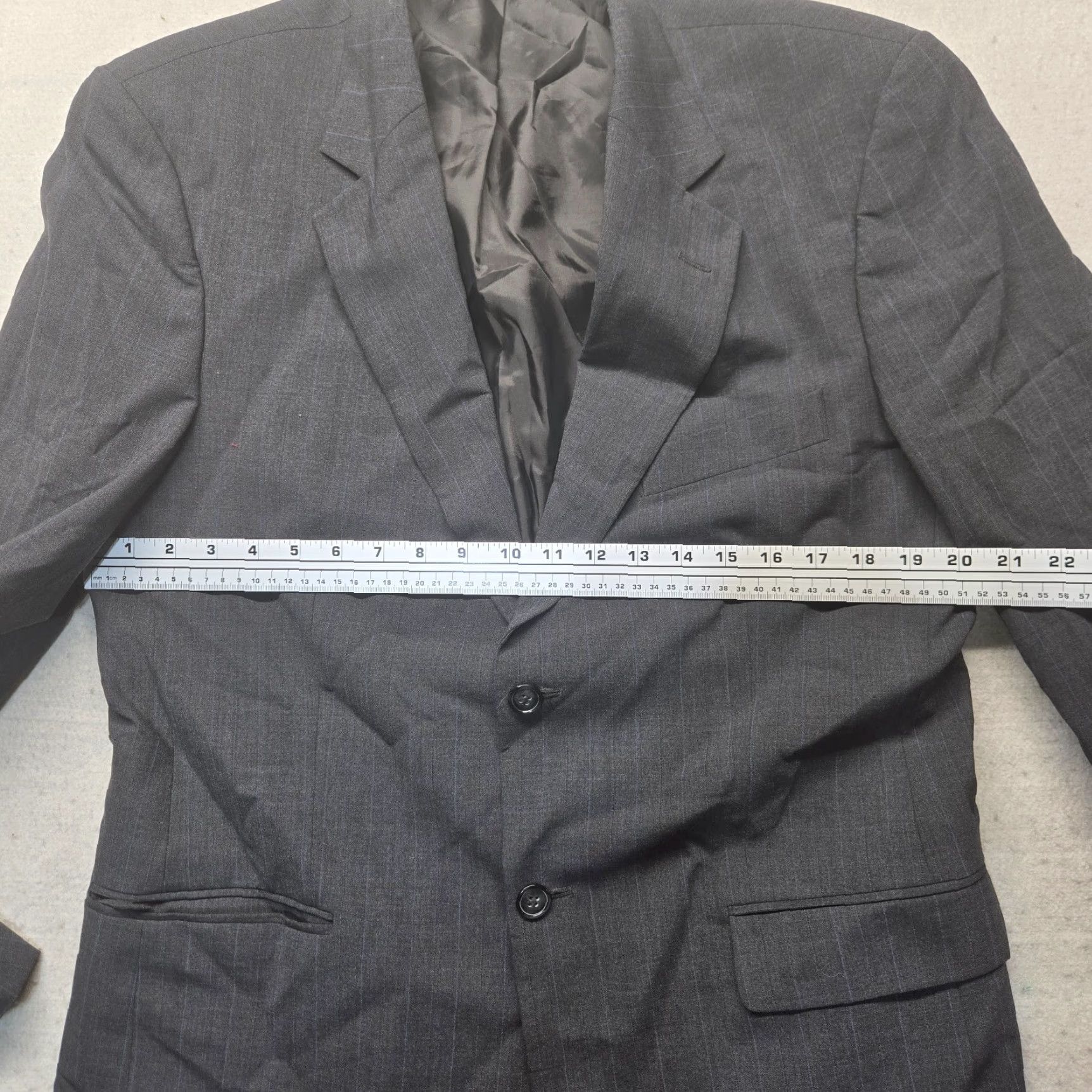 Stafford Stafford Wool Suit Jacket Regular 40L Long Mens Gray Two-Button Notch Notch Lapel Business Coat 40 Mens Size 40R - 7 Thumbnail