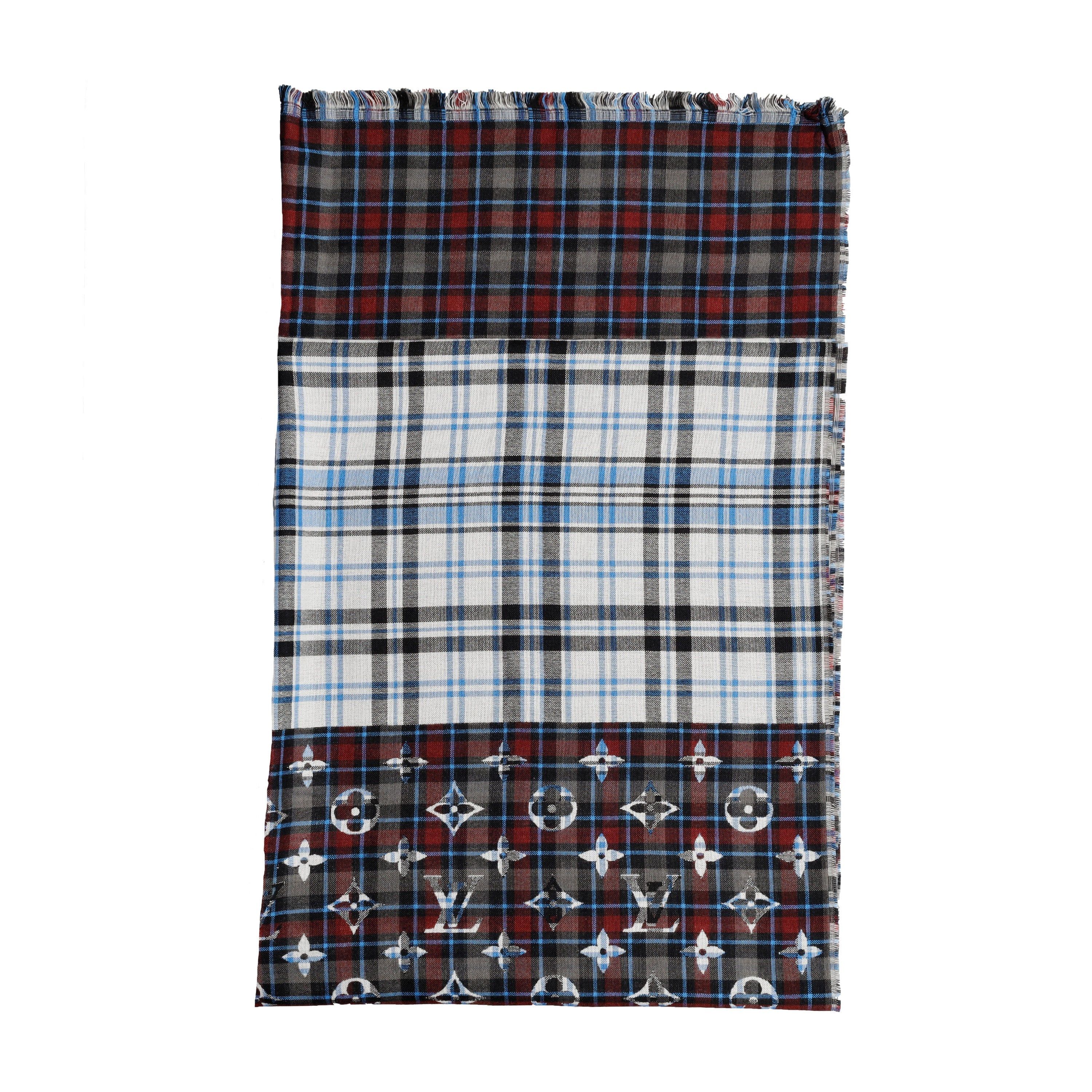 image of Louis Vuitton Louis Vuitton Monogram Plaid Scarf in Black, Women's