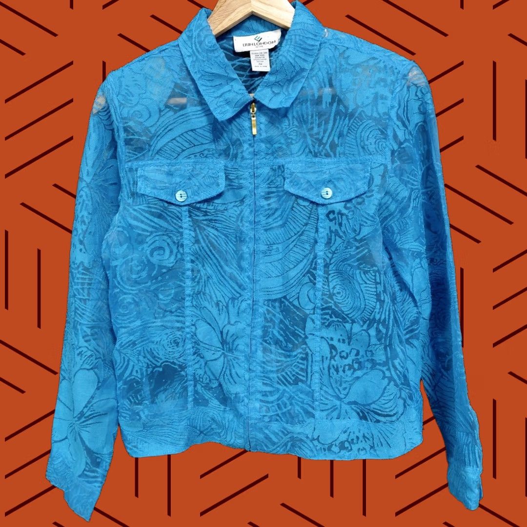 Vintage ERIN LONDON PETITE Blue Jacket Solid Long Sleeve Women PM Size M / US 6-8 / IT 42-44 - 1 Thumbnail