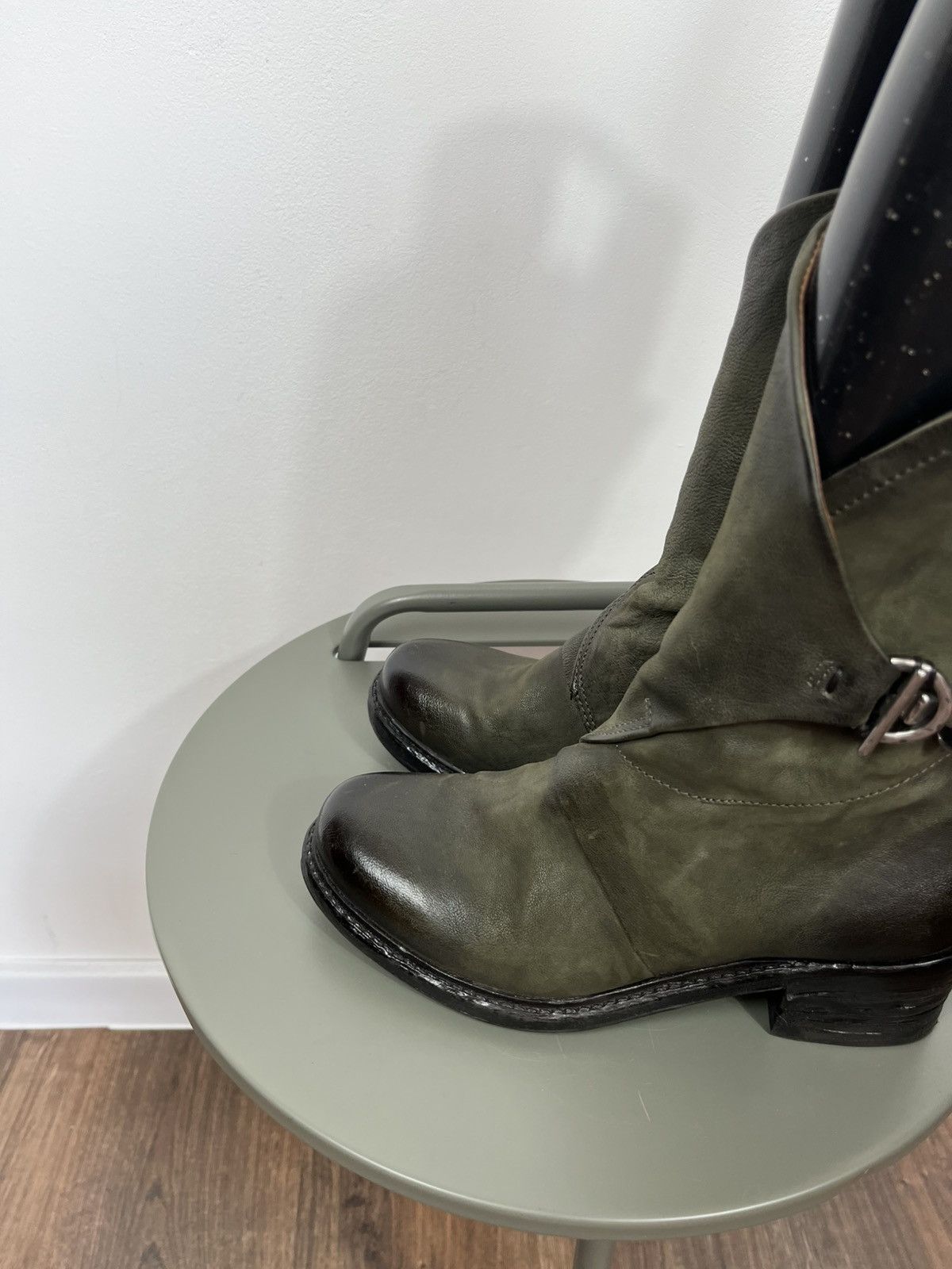 A.S.98 A.S.98 Leather Boots Green Women EU 38 Biker Buckle Zip Size US 7 / IT 37 - 9 Thumbnail