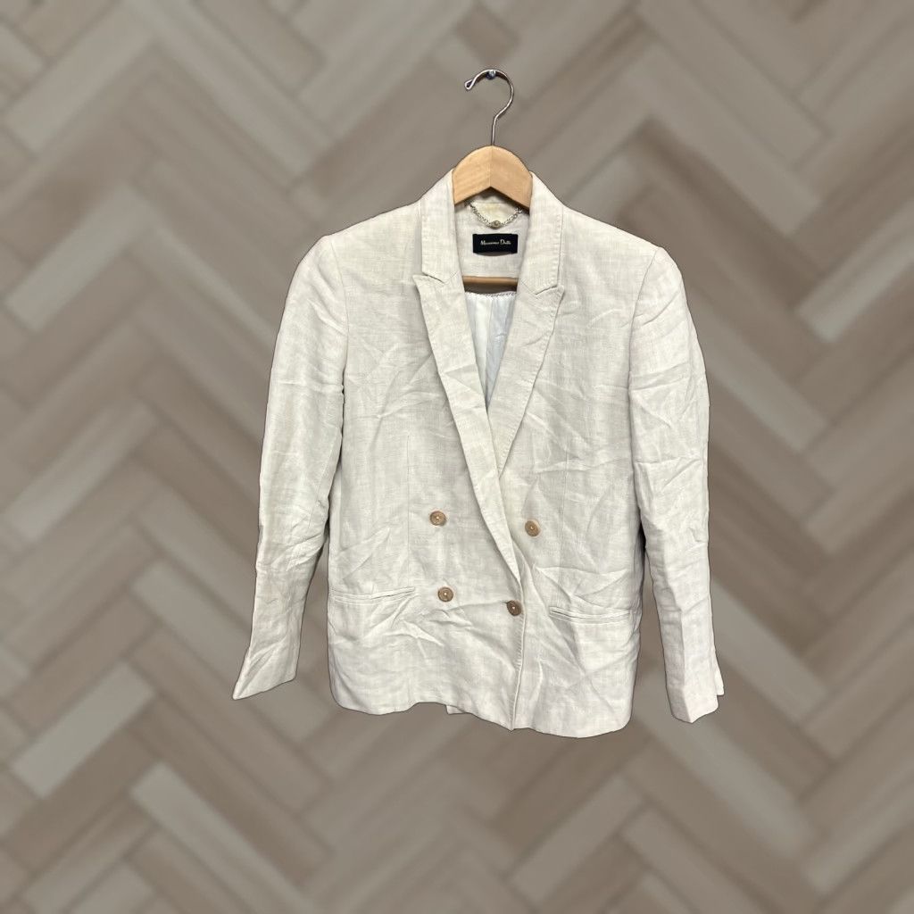 Massimo Dutti Massimo Dutti Blazer Womens Ivory Linen Long Sleeve Size 6 Blazer Women Ivory 6 Blazer Linen Solid Long Sleeve Size M / US 6-8 / IT 42-44 - 1 Thumbnail