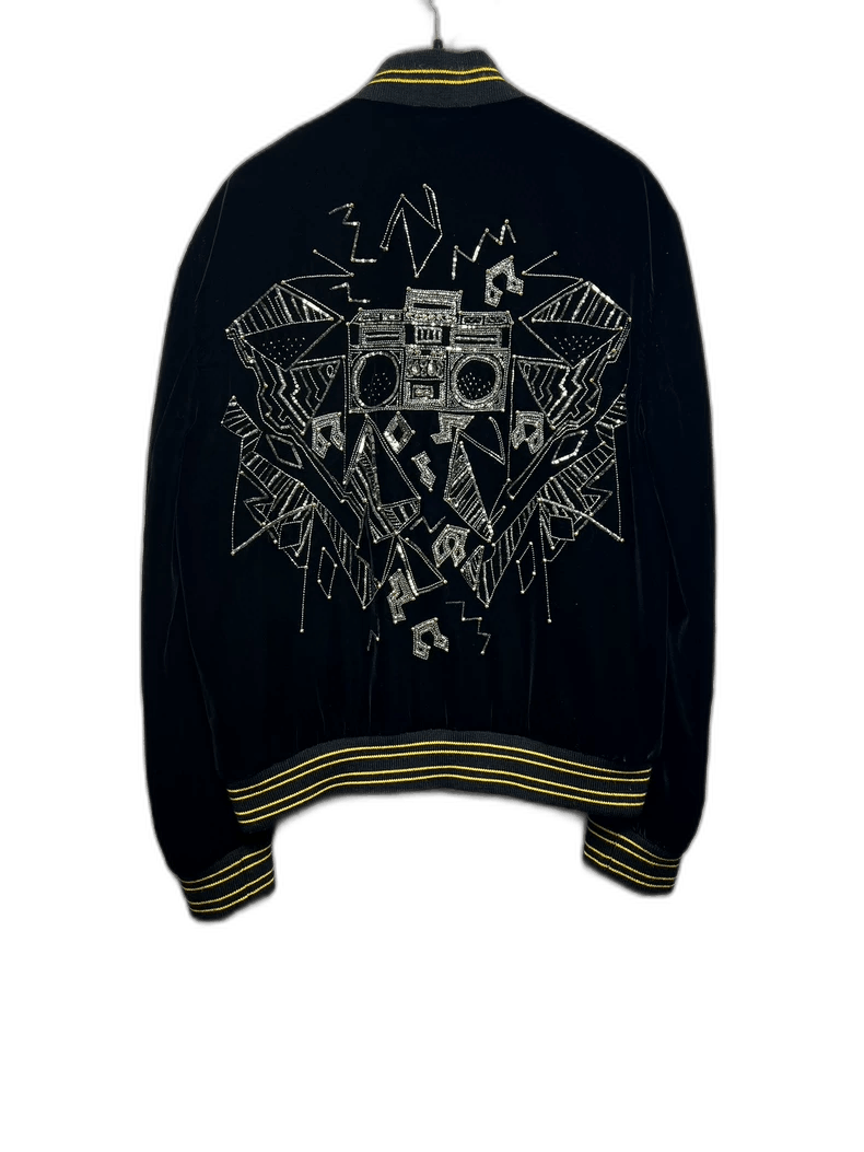 Saint Laurent Black Velvet Jacket with Embroidery