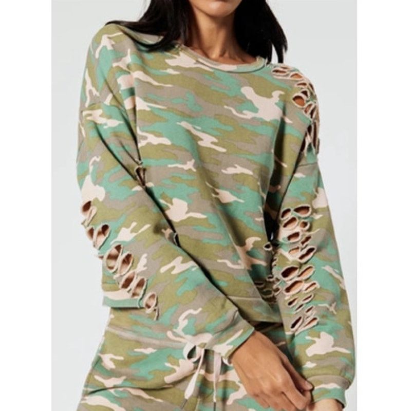 NSF NSF Farah Camo Destroyed Sweatshirt NWOT M Size M / US 6-8 / IT 42-44 - 1 Thumbnail