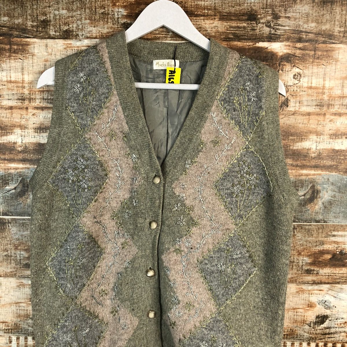 Homespun Knitwear Mocka Biene Grey Cardigan Vest Knitwear #A1658 Size US M / EU 48-50 / 2 - 5 Thumbnail