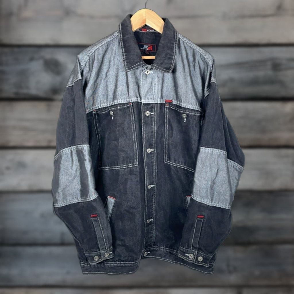 Denime VINTAGE Koman 2000 RAW Denim Jacket Jeans Black Gray 3XL Mens Denim Jacket Hip Hop 90s Streetwear Size US 39 - 1 Thumbnail