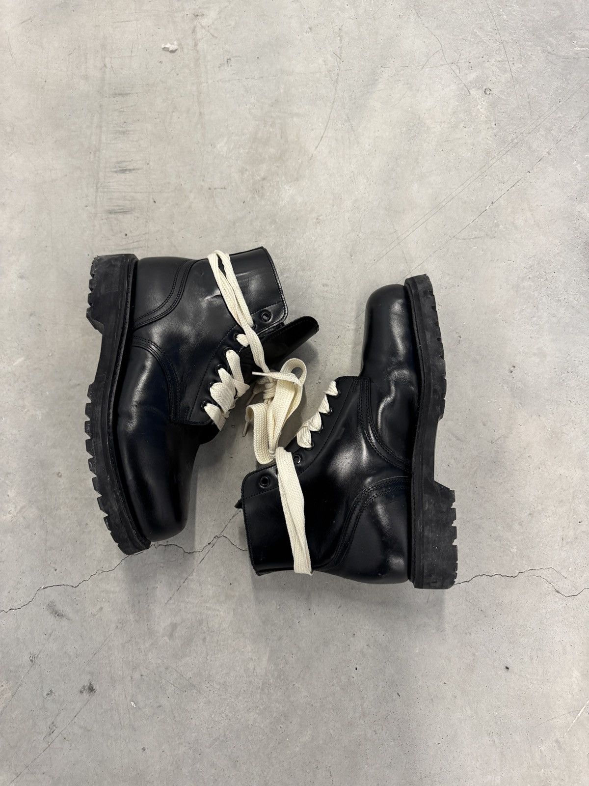 Vintage 80s Vintage Leather Platform Ankle Boots Size US 10.5 / EU 43-44 - 4 Thumbnail