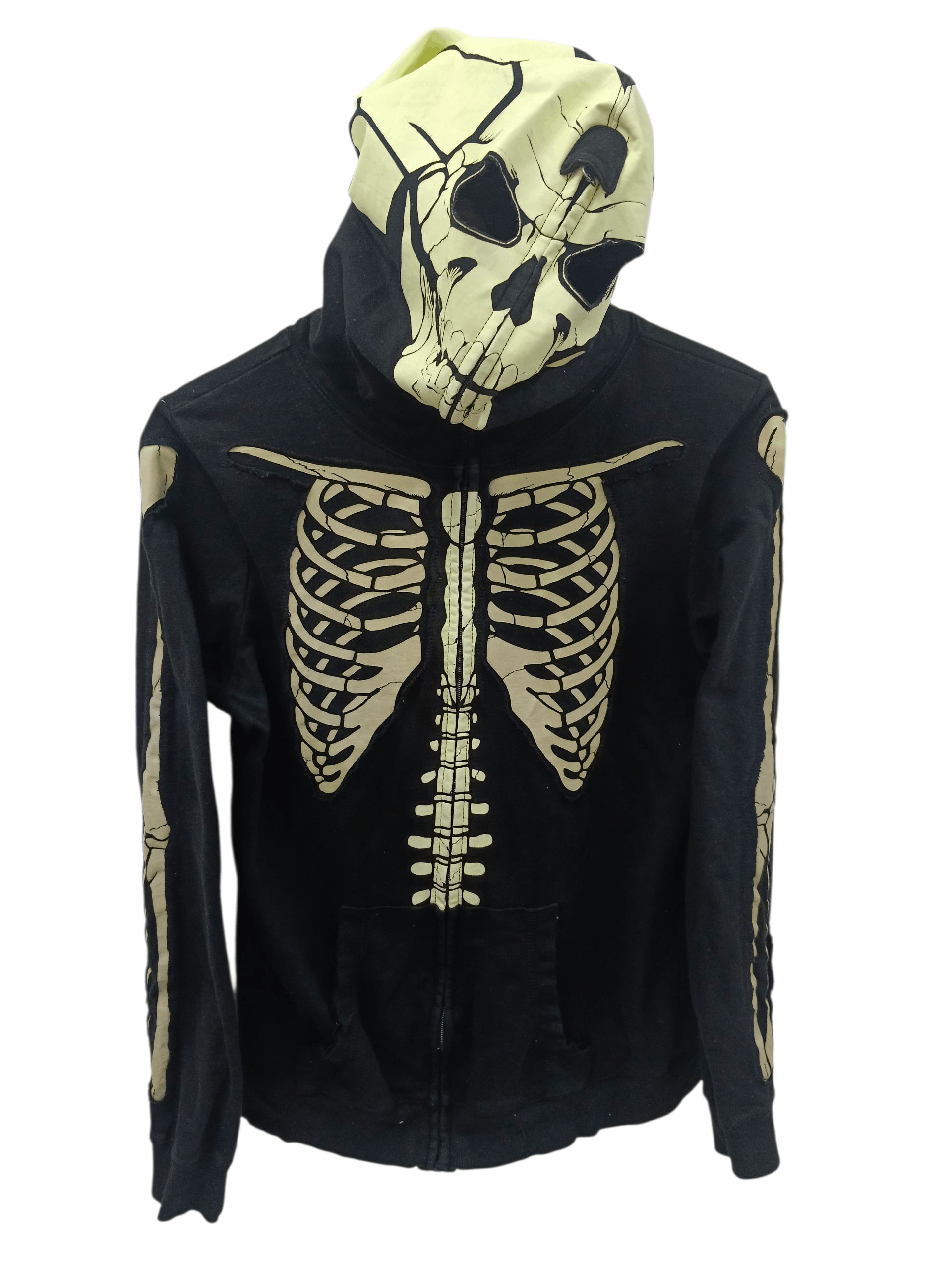 Japanese Brand Skeleton Glow In The Dark Hoodie - Full Zip Skull Face Mask Size M / US 6-8 / IT 42-44 - 1 Thumbnail