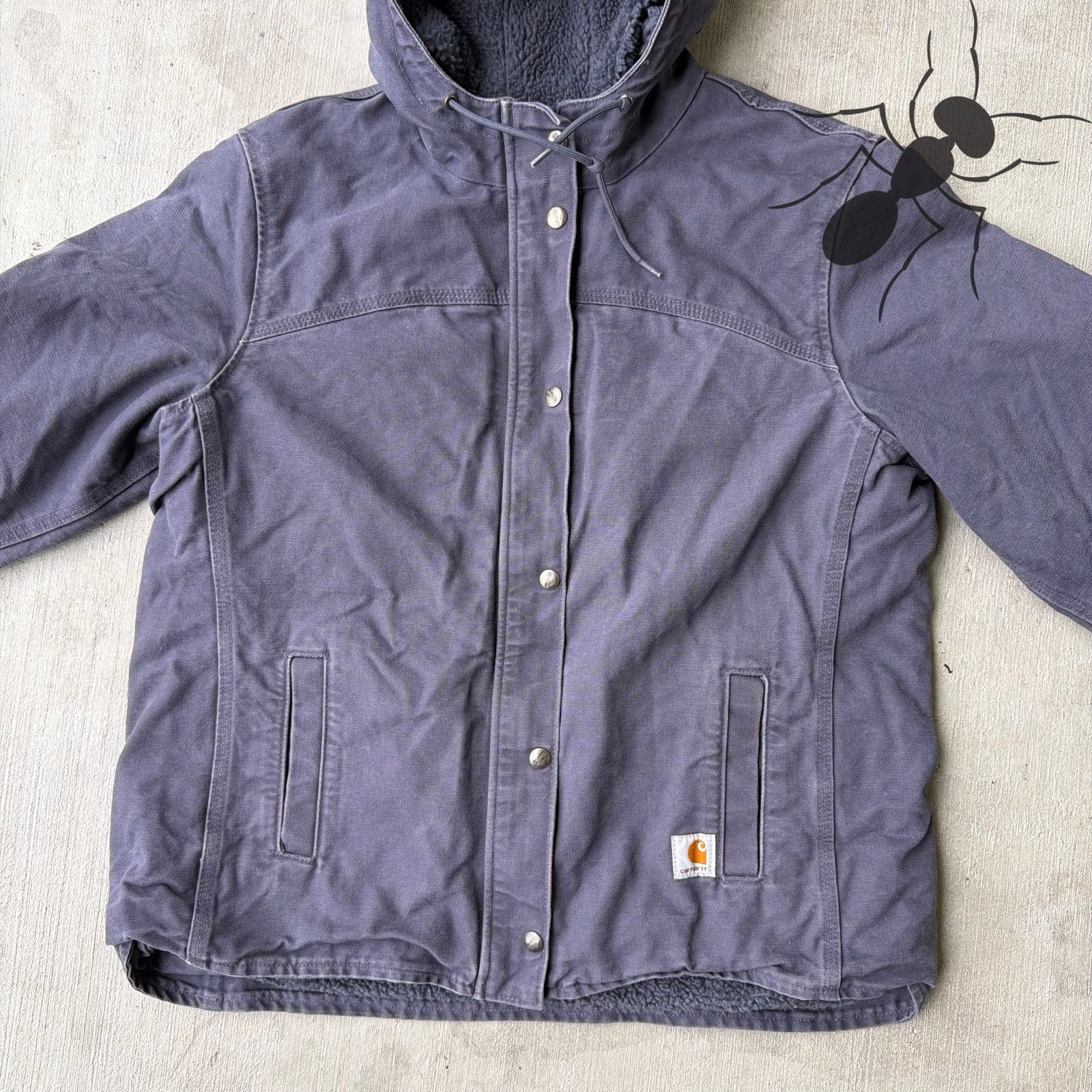 Carhartt × Vintage Carhartt WOMENS purple Sherpa hooded work wear jacket Size US L / EU 52-54 / 3 - 3 Thumbnail