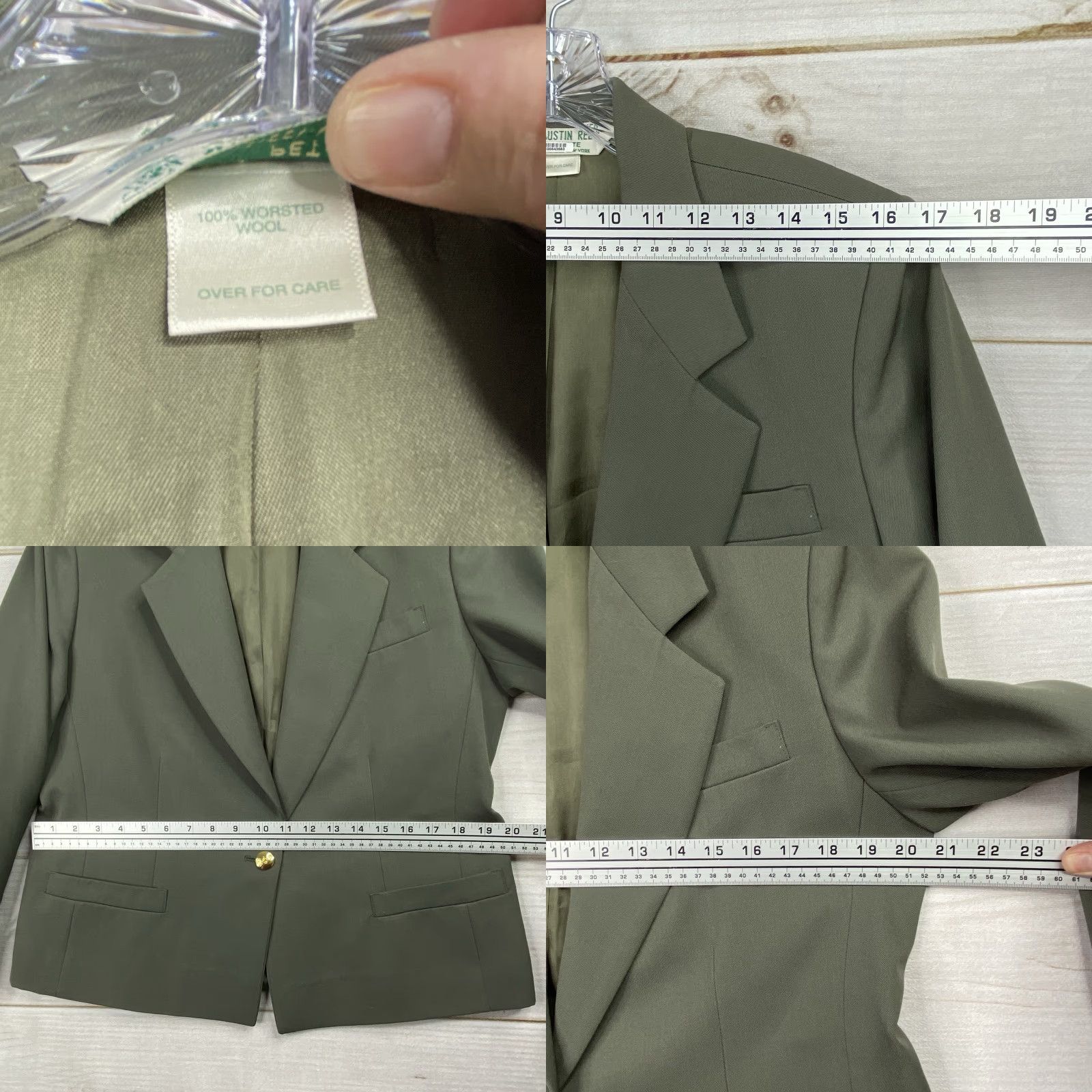 Austin Reed VINTAGE Austin Reed Blazer Skirt 2 Piece Womens 10 Green Gold USA Wool Button Front 1-Button Notch Lapel Regular Long Sleeve Solid Size 32" / US 10 / IT 46 - 8 Thumbnail