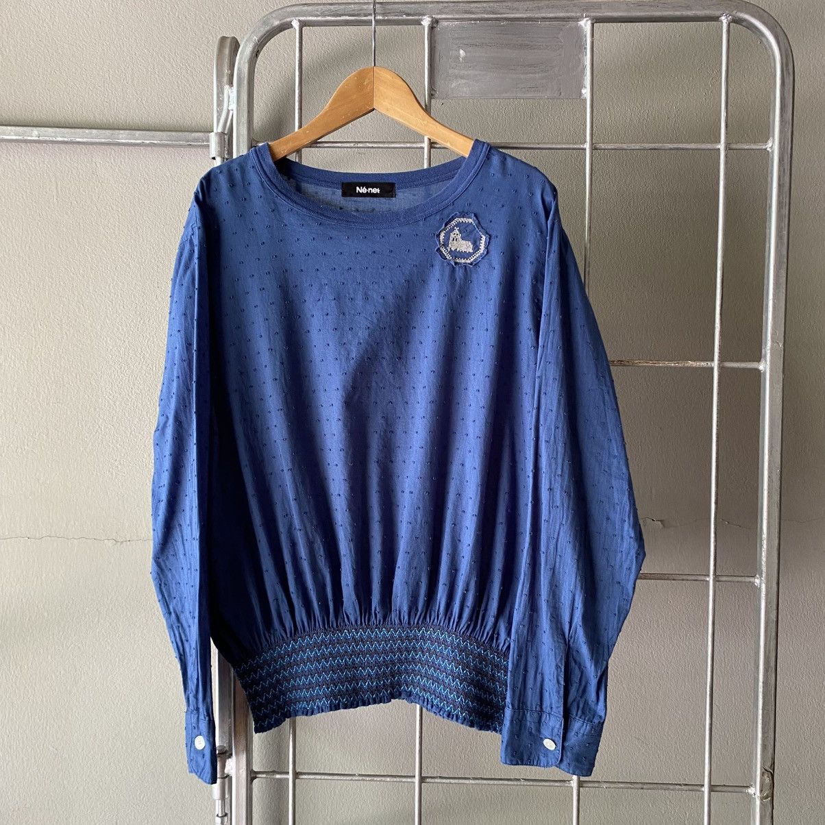Ne-Net Ne-Net Blue Textured Long Sleeve Blouse Size XS / US 0-2 / IT 36-38 - 25 Thumbnail