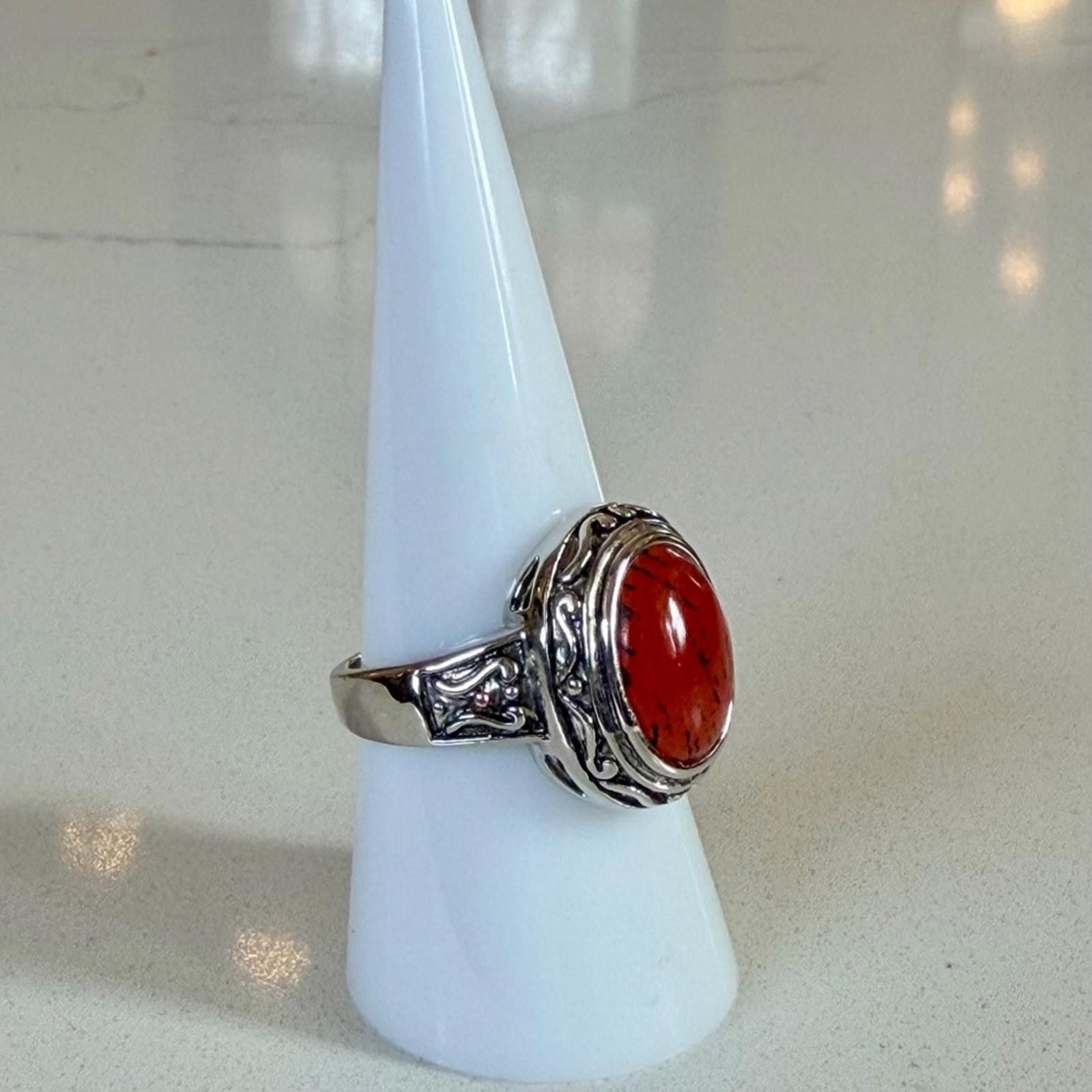 Other Premier Designs Spice Ring Red Cabochon Silver Tone VTG 8 Size ONE SIZE - 2 Thumbnail