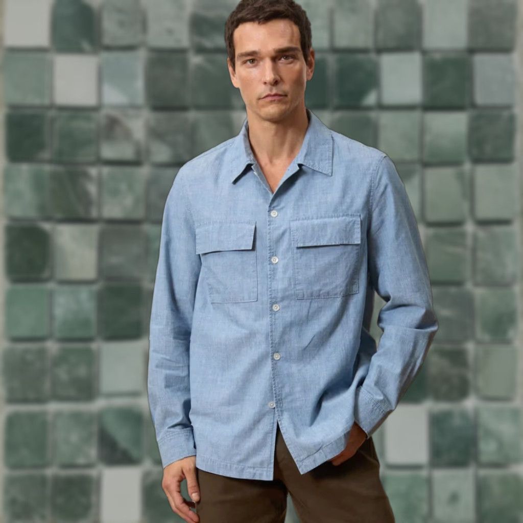 Todd Snyder Todd Snyder Relaxed Chambray CPO Overshirt in Bleached Indigo Men Large NWT 48 Size US L / EU 52-54 / 3 - 1 Thumbnail
