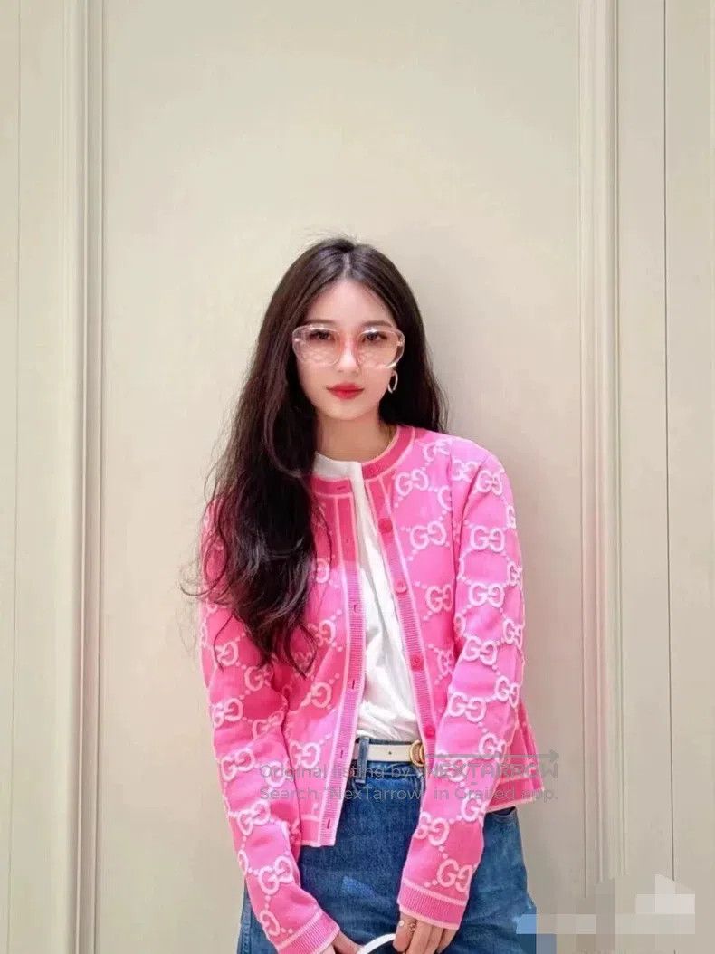 Gucci Gucci Pink full-print knitted cardigan coat Size S / US 4 / IT 40 - 1 Thumbnail