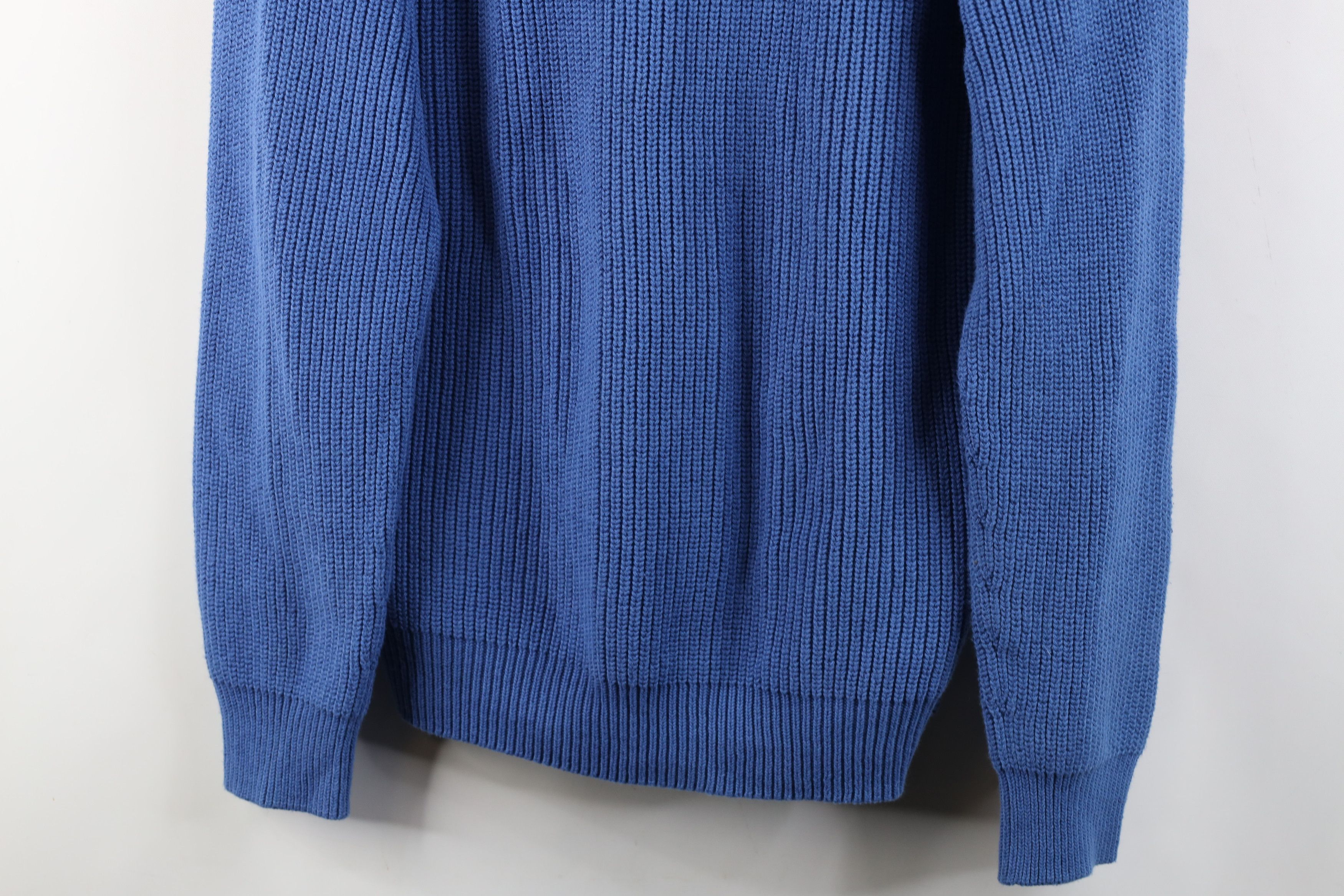 Lands' End Vintage 90s Lands End Cotton Ribbed Knit Sweater Blue USA Size US L / EU 52-54 / 3 - 3 Thumbnail