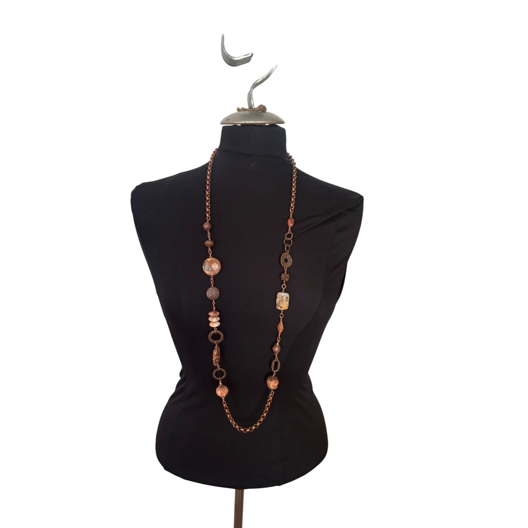 Other Handcrafted Copper Chain Necklace With Multicolored Gemstone Size ONE SIZE - 1 Thumbnail
