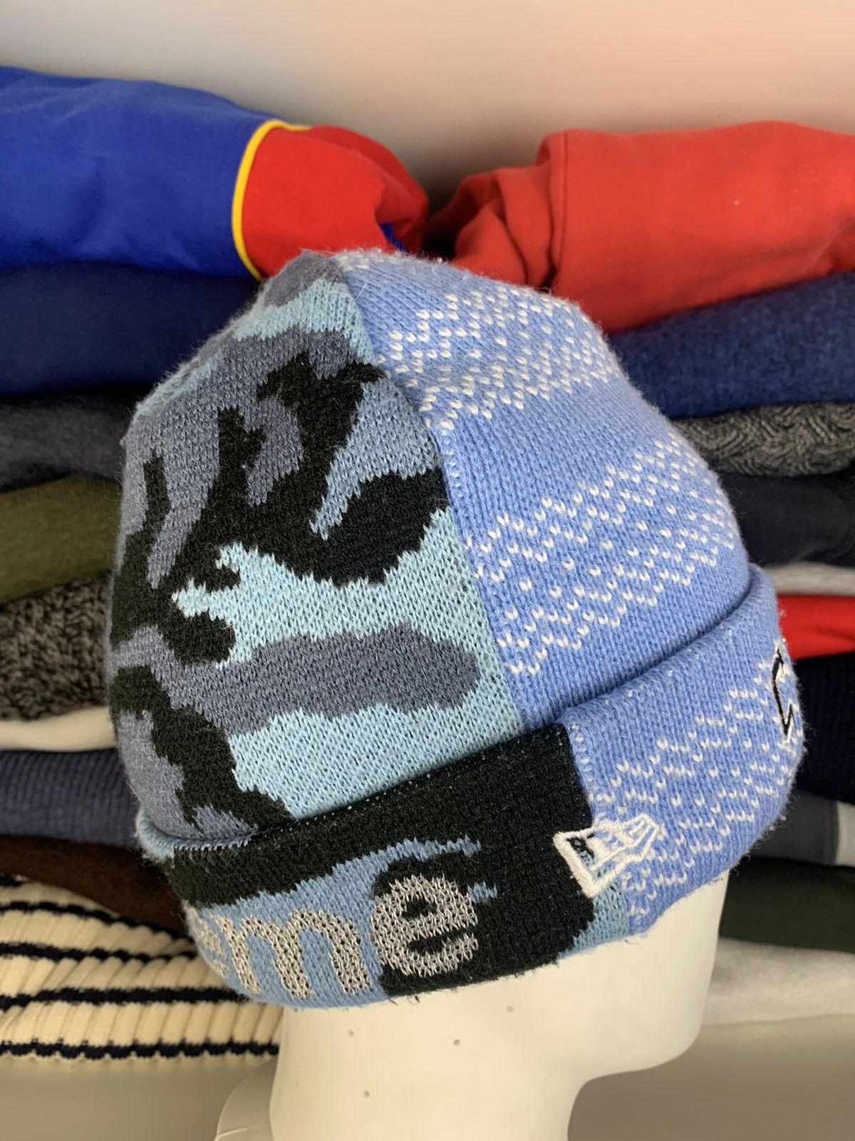 New Era × Supreme Supreme New Era Split Beanie Hat Size ONE SIZE - 6 Thumbnail