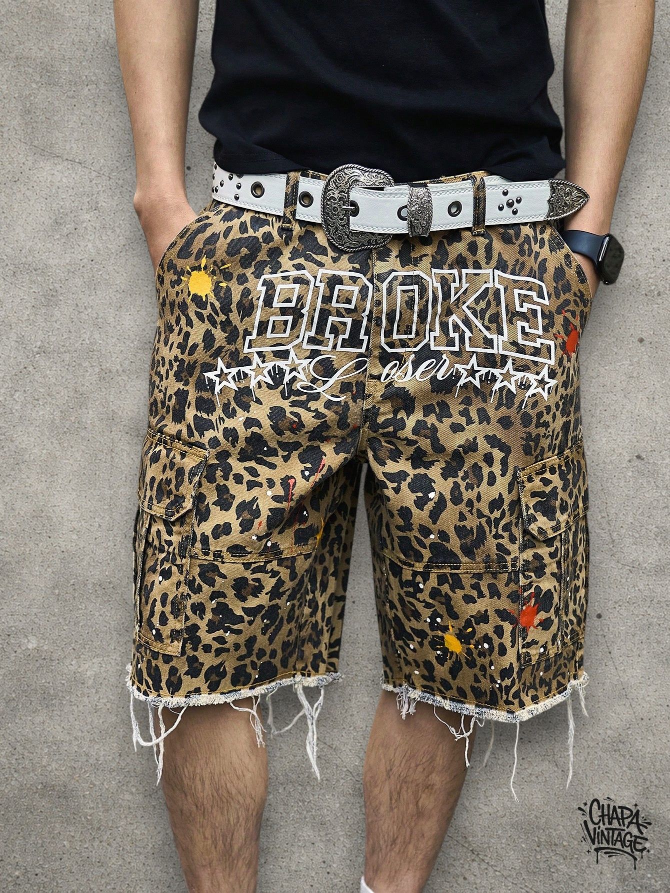 Japanese Brand Leopard distressed shorts Size US 32 / EU 48 - 2 Thumbnail