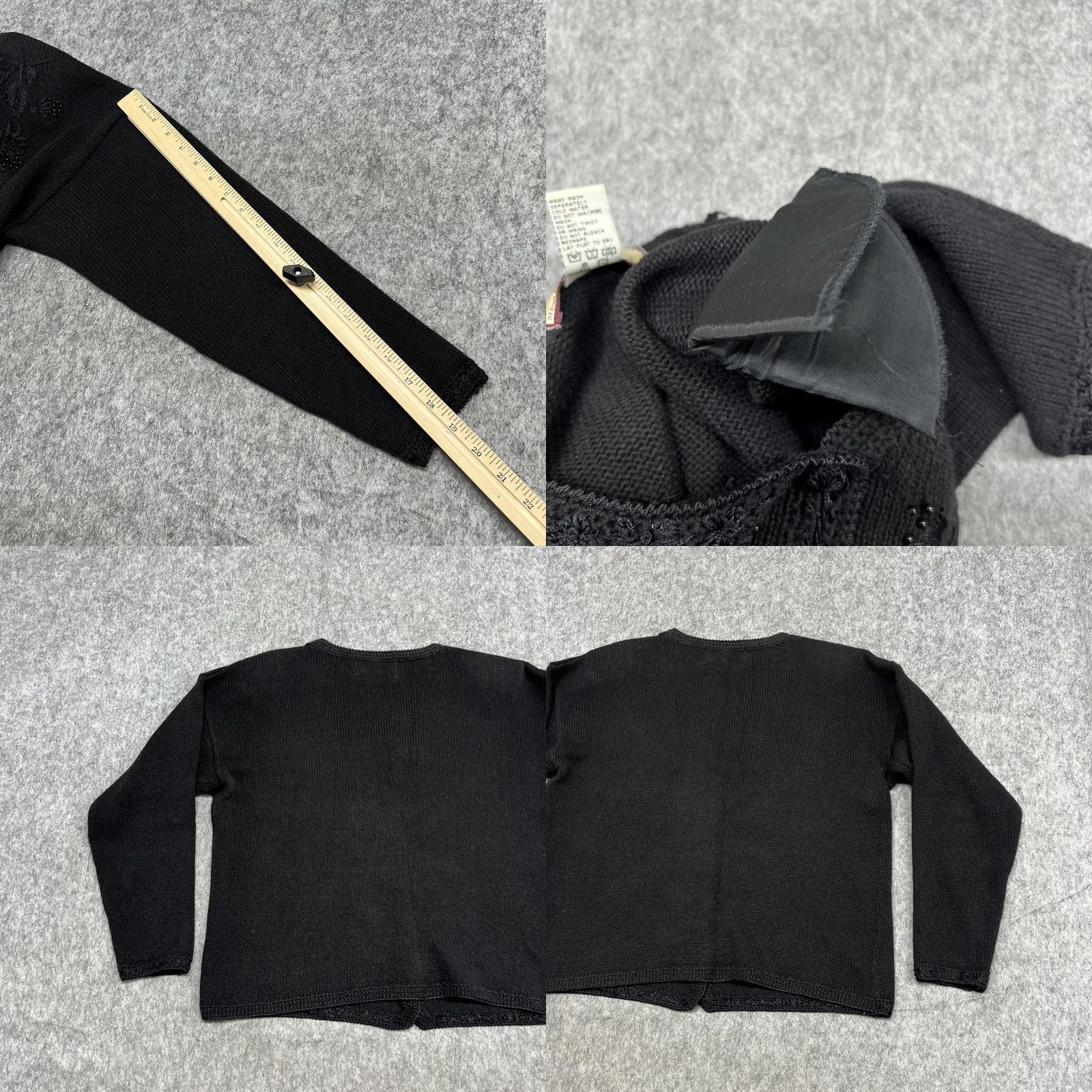 Vintage Vintage Tiara International Sweater Womens M Black Beaded Cardigan Floral 90s Size M / US 6-8 / IT 42-44 - 10 Thumbnail