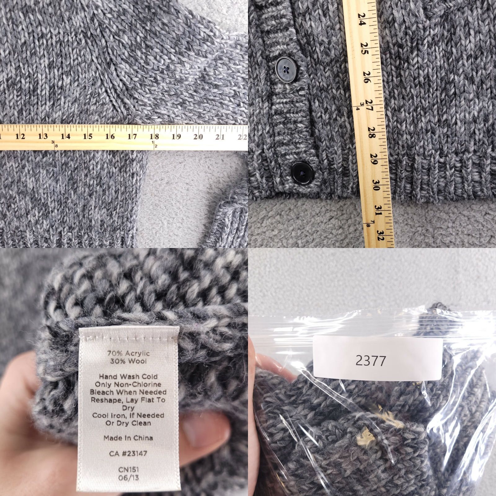 Talbots Talbots Cardigan Sweater Knit Wool Gray Turtleneck Button Long Womens Small Size S / US 4 / IT 40 - 8 Thumbnail