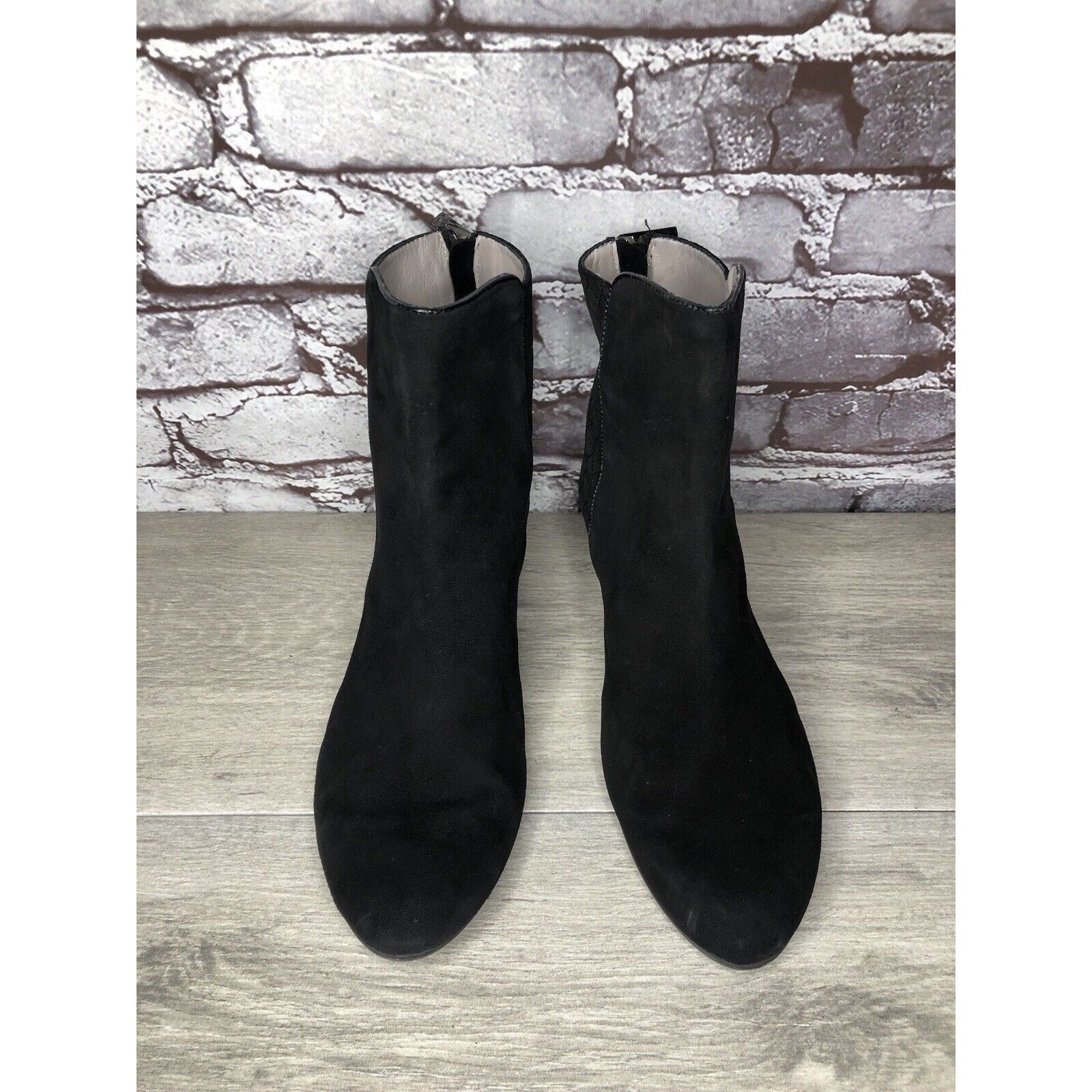 Aquatalia Aquatalia Black Suede Leather Wedge Back Zipper Booties Wome Size US 8 / IT 38 - 17 Thumbnail