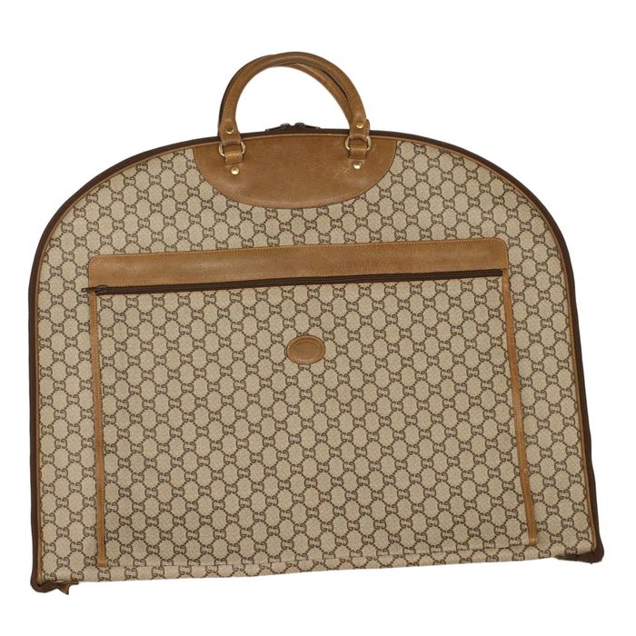 Gucci GUCCI GG Plus Canvas Garment Cover PVC Leather Beige Auth tb810