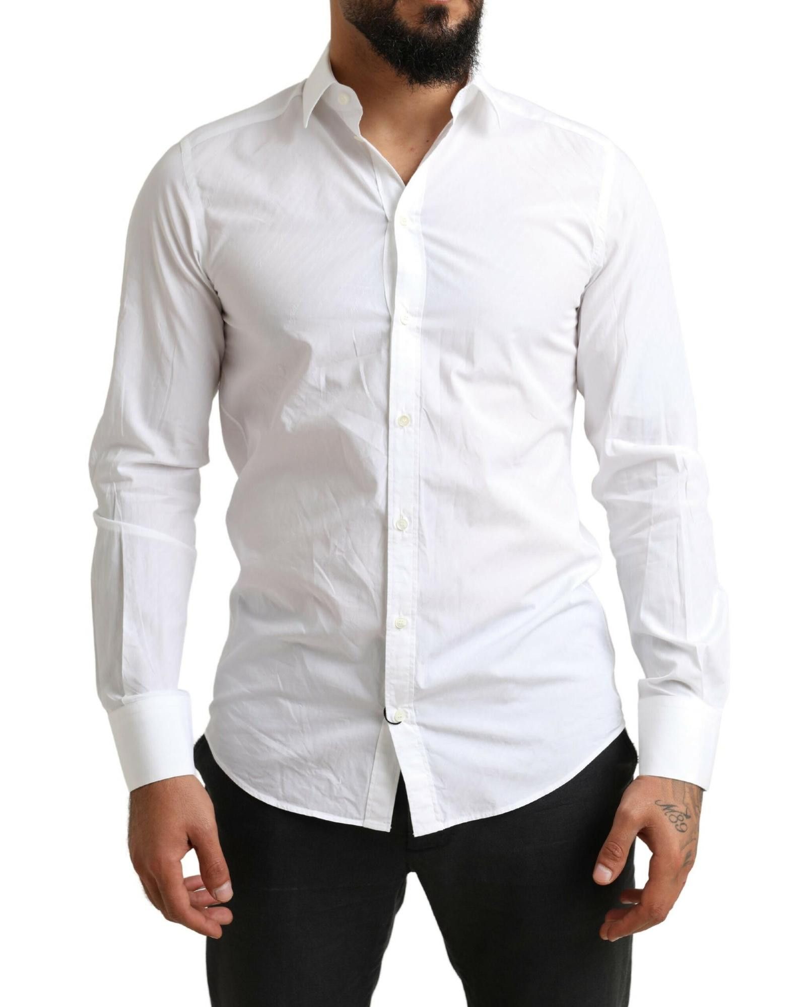 image of Dolce Gabbana Classic Cotton Dress Shirt in White, Men's (Size Small)