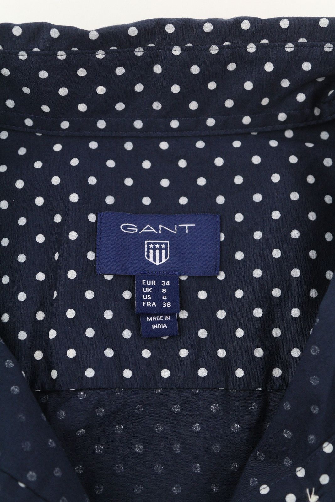 Gant STRETCH BROADCLOTH EU34 Dark Blue Polka Dot Shirt 85149 Size XS / US 0-2 / IT 36-38 - 6 Thumbnail