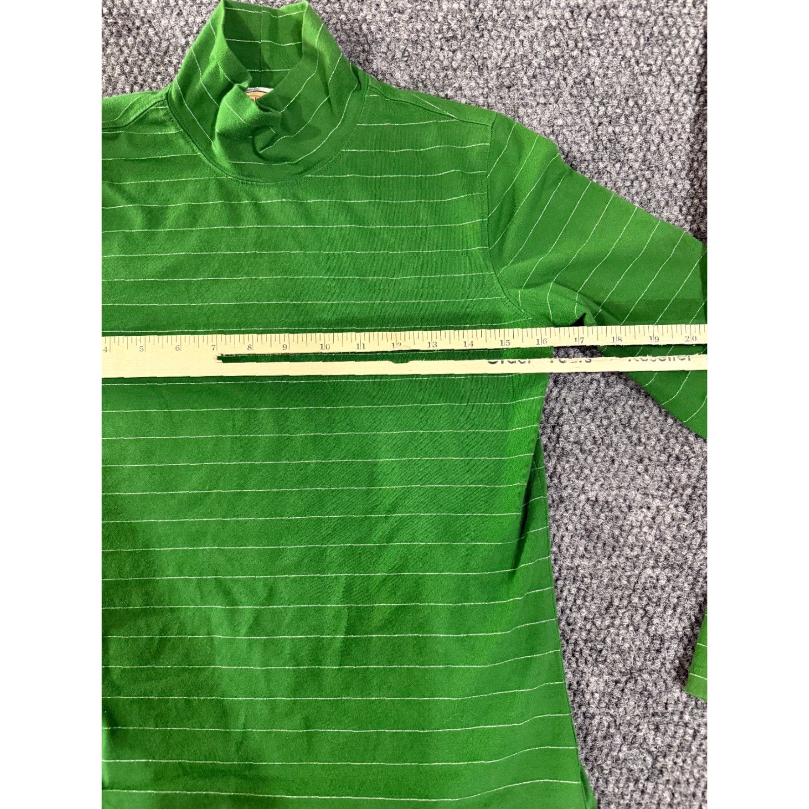 Talbots Talbots Long Sleeve Top Womens S Green Striped Turtleneck Knit Casual Regular Cotton Size S / US 4 / IT 40 - 3 Thumbnail